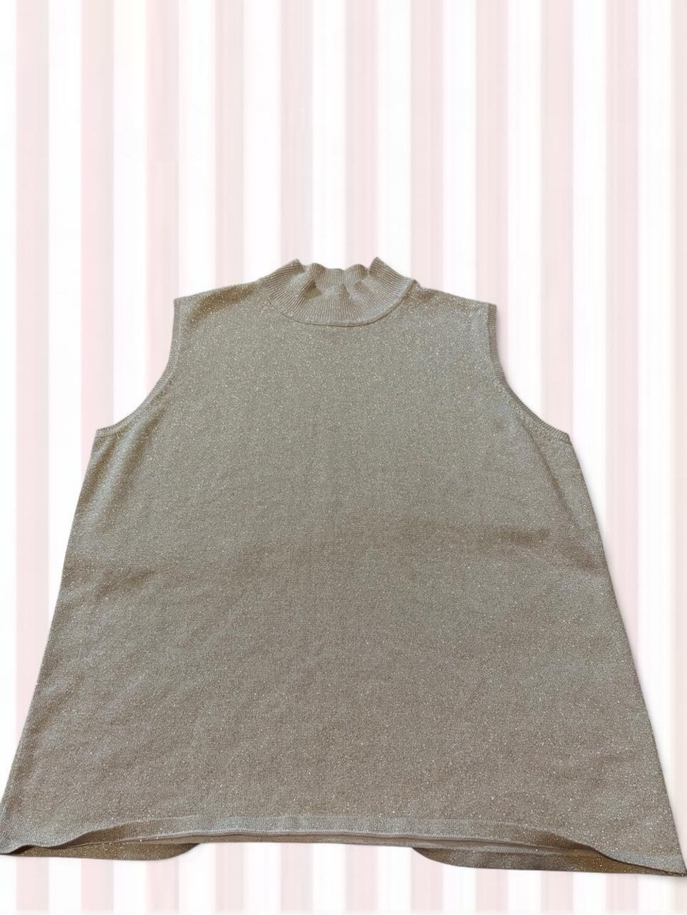 Studio Works Sleeveless Mock Neck Shimmer Tank Top in Gold